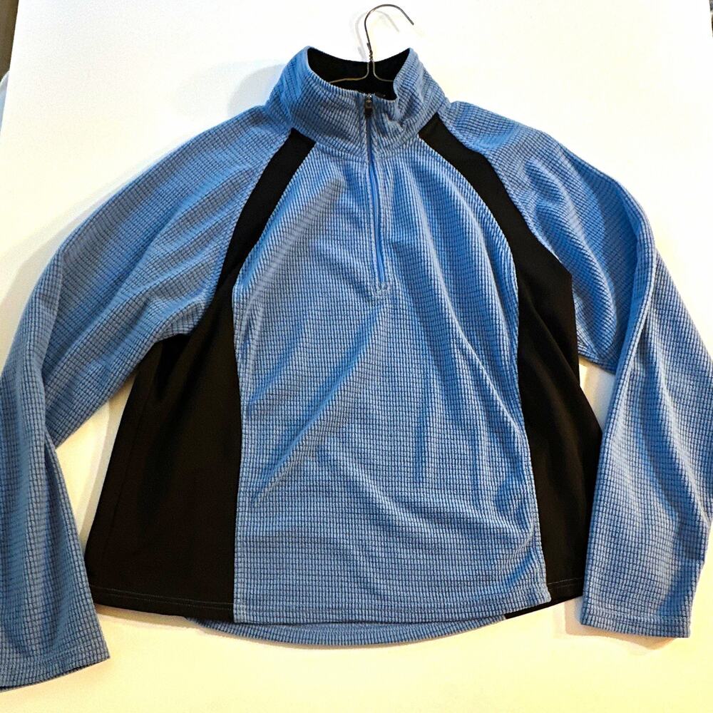 L.L.Bean Women’s Size L Regular Blue/Black Solid 1/4 Zip Mock Neck Pullover